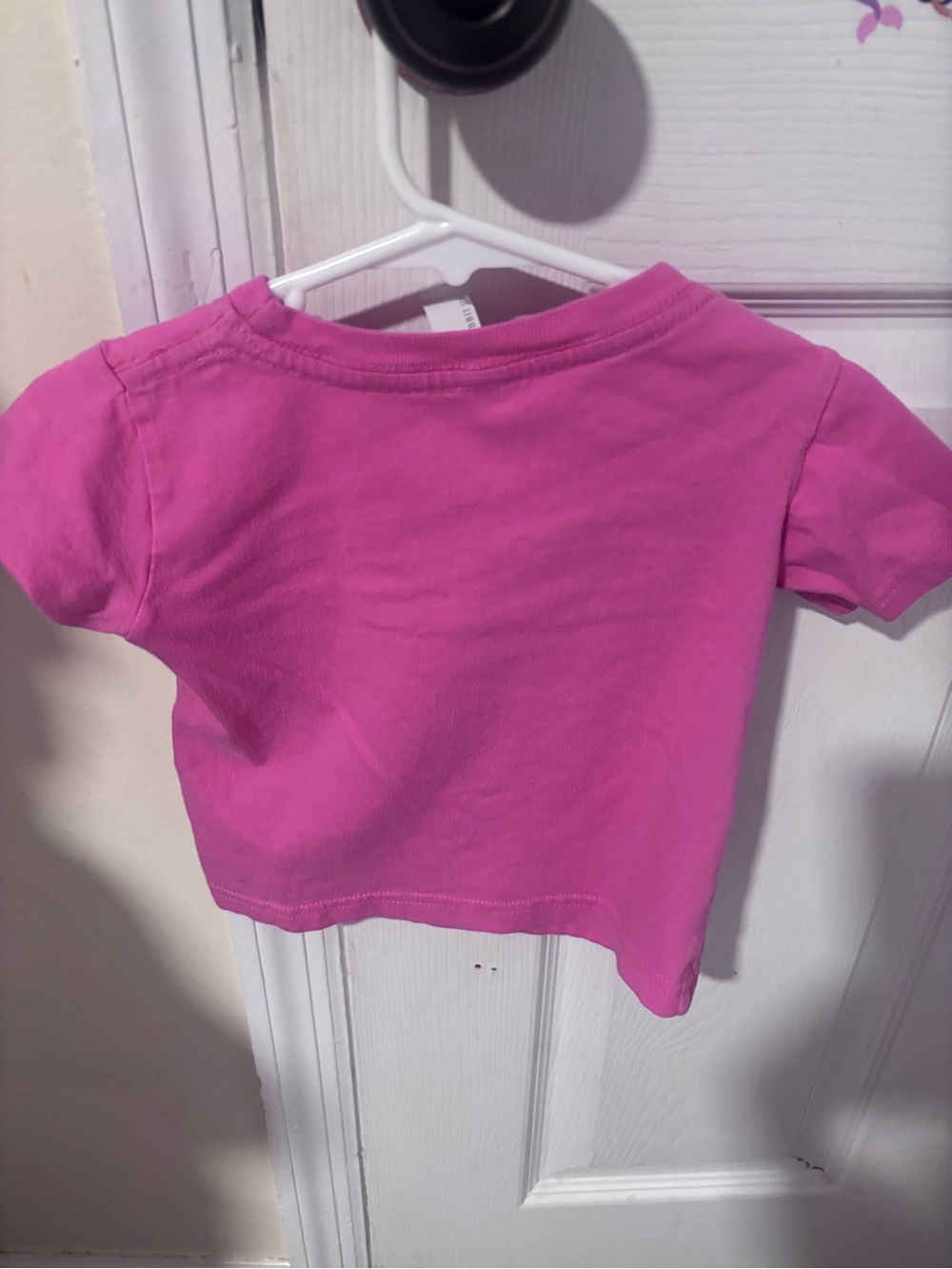 Girls' Pink Short-Sleeve Tee with Blue Floral Mickey Heads - Picture 2 of 2